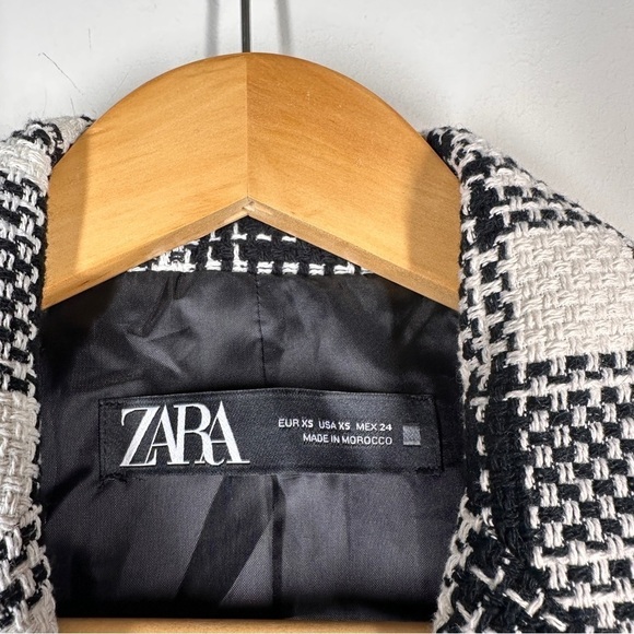 NWOT Zara Double Breasted Tailored Plaid Blazer XS - Picture 4 of 9